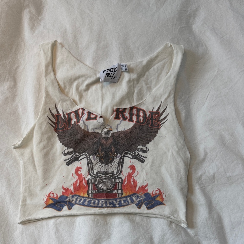 Princess Polly Cream Eagle Graphic Crop Top